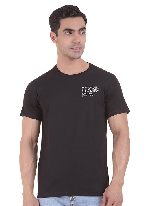 T-Shirt for Men | Breathable & Soft with Color Fastness Regular Fit Round Neck Poly Cotton Fabric Printed Pattern