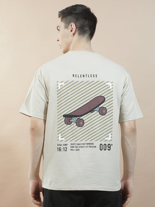 T-Shirt for Men | Breathable & Soft with Color Fastness Regular Fit Round Neck Poly Cotton Fabric Self Design Pattern