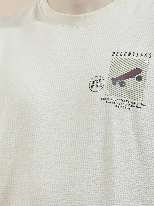 T-Shirt for Men | Breathable & Soft with Color Fastness Regular Fit Round Neck Poly Cotton Fabric Self Design Pattern