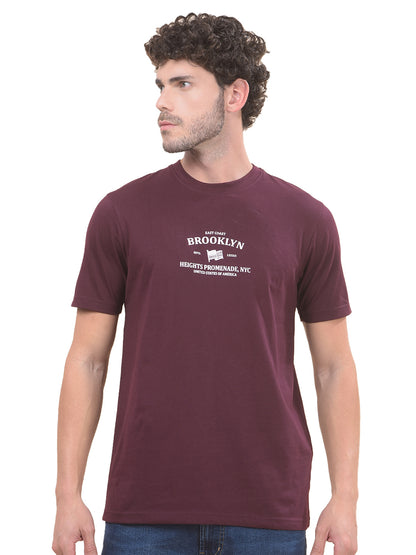 T-Shirt for Men | Breathable & Soft with Color Fastness Regular Fit Round Neck Poly Cotton Fabric Printed Pattern