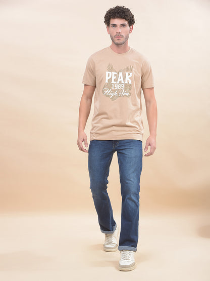 T-Shirt for Men | Breathable & Soft with Color Fastness Regular Fit Round Neck Poly Cotton Fabric Printed Pattern