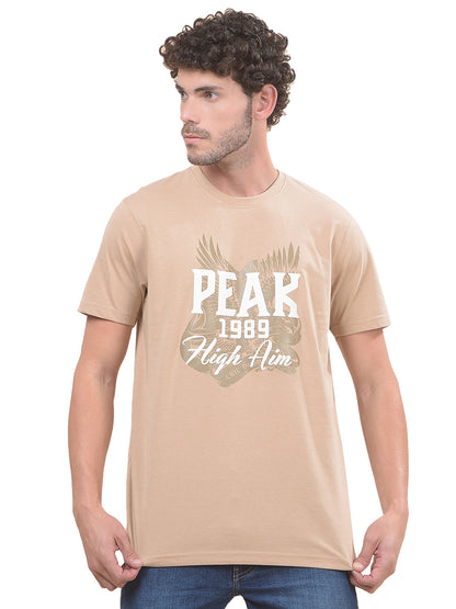 T-Shirt for Men | Breathable & Soft with Color Fastness Regular Fit Round Neck Poly Cotton Fabric Printed Pattern