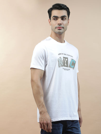 T-Shirt for Men | Breathable & Soft with Color Fastness Regular Fit Round Neck Poly Cotton Fabric Printed Pattern