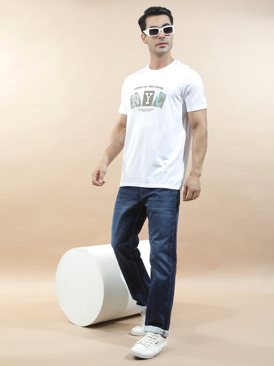 T-Shirt for Men | Breathable & Soft with Color Fastness Regular Fit Round Neck Poly Cotton Fabric Printed Pattern