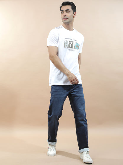 T-Shirt for Men | Breathable & Soft with Color Fastness Regular Fit Round Neck Poly Cotton Fabric Printed Pattern
