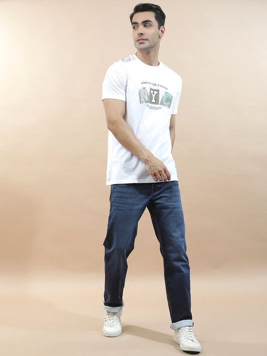 T-Shirt for Men | Breathable & Soft with Color Fastness Regular Fit Round Neck Poly Cotton Fabric Printed Pattern