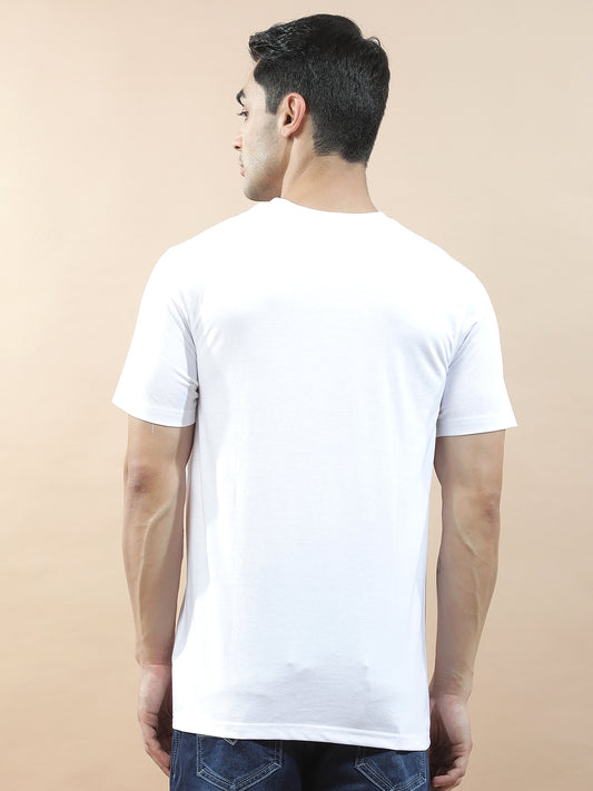 T-Shirt for Men | Breathable & Soft with Color Fastness Regular Fit Round Neck Poly Cotton Fabric Printed Pattern