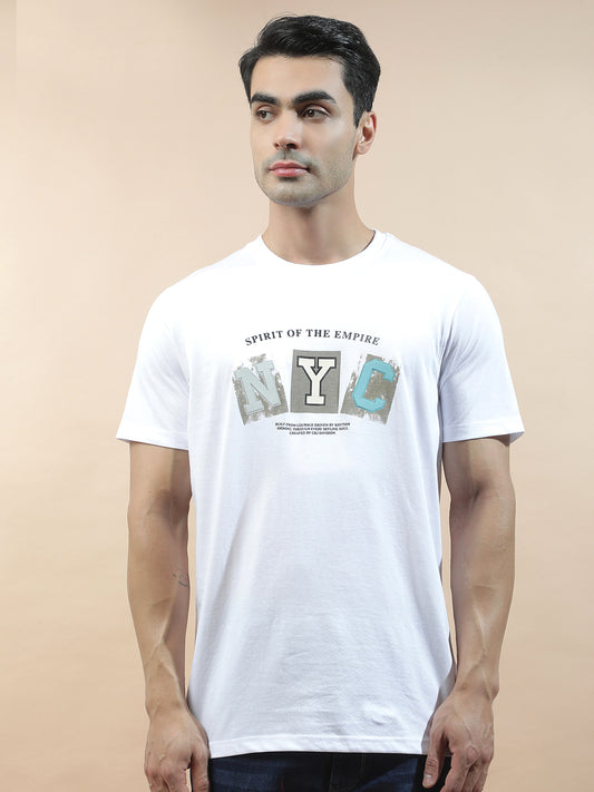 T-Shirt for Men | Breathable & Soft with Color Fastness Regular Fit Round Neck Poly Cotton Fabric Printed Pattern