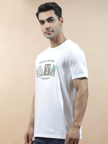 T-Shirt for Men | Breathable & Soft with Color Fastness Regular Fit Round Neck Poly Cotton Fabric Printed Pattern