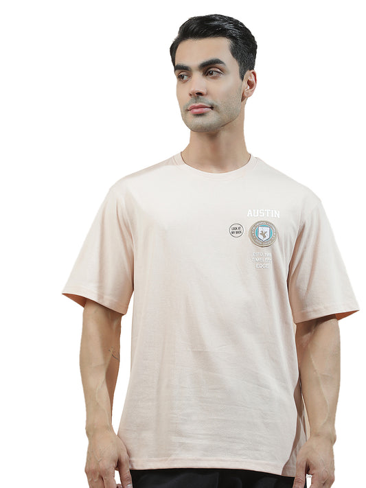 T-Shirt for Men | Breathable & Soft with Color Fastness Regular Fit Round Neck Poly Cotton Fabric Printed Pattern