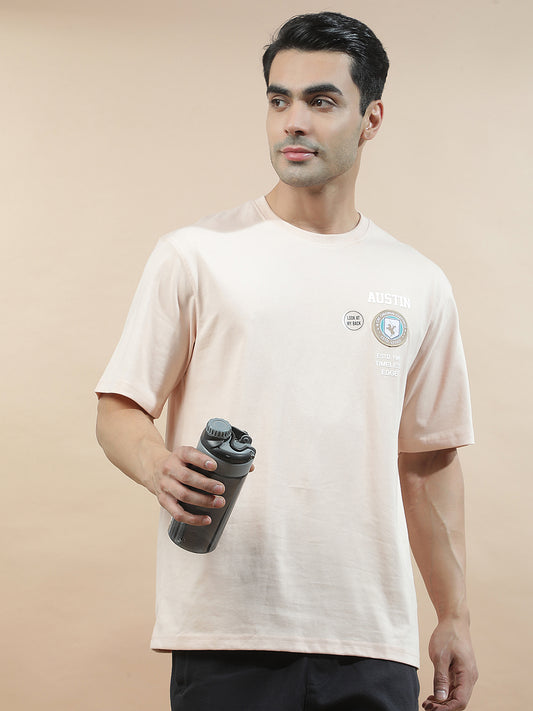 T-Shirt for Men | Breathable & Soft with Color Fastness Regular Fit Round Neck Poly Cotton Fabric Printed Pattern