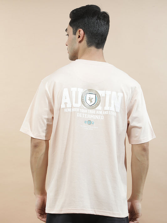 T-Shirt for Men | Breathable & Soft with Color Fastness Regular Fit Round Neck Poly Cotton Fabric Printed Pattern