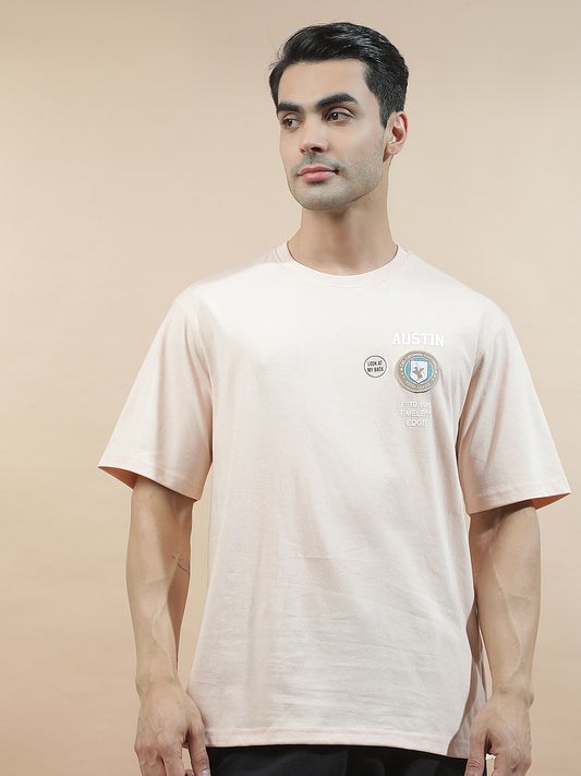 T-Shirt for Men | Breathable & Soft with Color Fastness Regular Fit Round Neck Poly Cotton Fabric Printed Pattern