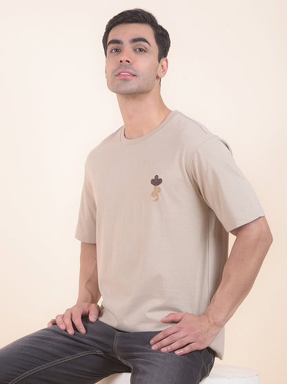 T-Shirt for Men | Breathable & Soft with Color Fastness Regular Fit Round Neck Poly Cotton Fabric Floral Print Pattern