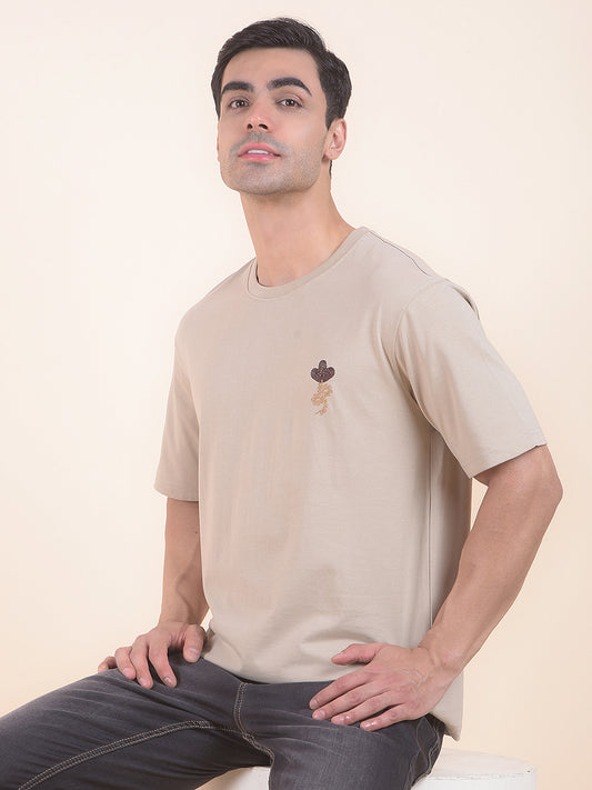T-Shirt for Men | Breathable & Soft with Color Fastness Regular Fit Round Neck Poly Cotton Fabric Floral Print Pattern