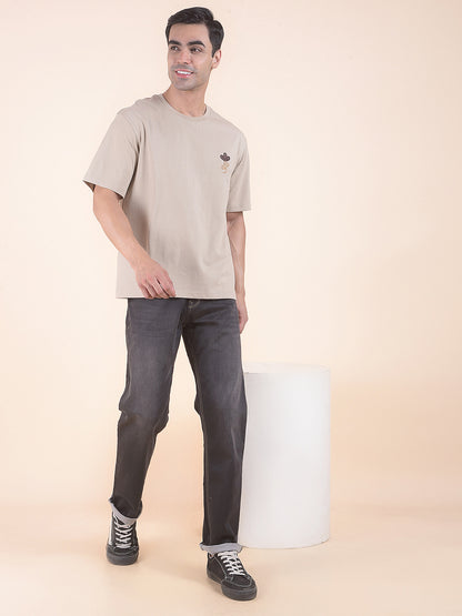 T-Shirt for Men | Breathable & Soft with Color Fastness Regular Fit Round Neck Poly Cotton Fabric Floral Print Pattern
