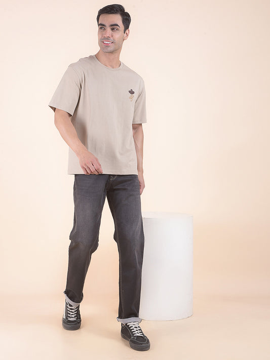 T-Shirt for Men | Breathable & Soft with Color Fastness Regular Fit Round Neck Poly Cotton Fabric Floral Print Pattern