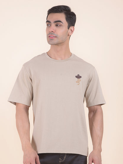 T-Shirt for Men | Breathable & Soft with Color Fastness Regular Fit Round Neck Poly Cotton Fabric Floral Print Pattern