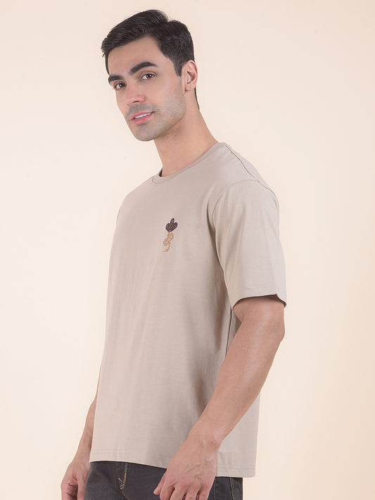 T-Shirt for Men | Breathable & Soft with Color Fastness Regular Fit Round Neck Poly Cotton Fabric Floral Print Pattern