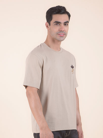 T-Shirt for Men | Breathable & Soft with Color Fastness Regular Fit Round Neck Poly Cotton Fabric Floral Print Pattern