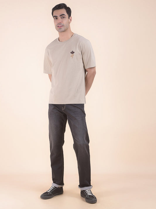 T-Shirt for Men | Breathable & Soft with Color Fastness Regular Fit Round Neck Poly Cotton Fabric Floral Print Pattern
