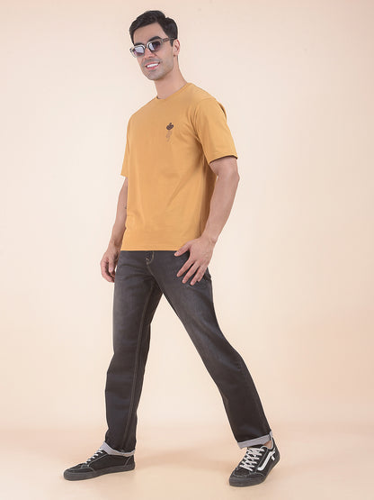 T-Shirt for Men | Breathable & Soft with Color Fastness Regular Fit Round Neck Poly Cotton Fabric Floral Print Pattern