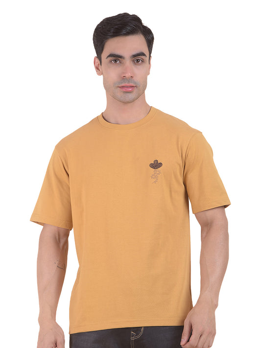 T-Shirt for Men | Breathable & Soft with Color Fastness Regular Fit Round Neck Poly Cotton Fabric Floral Print Pattern