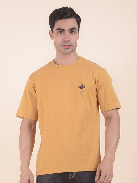 T-Shirt for Men | Breathable & Soft with Color Fastness Regular Fit Round Neck Poly Cotton Fabric Floral Print Pattern