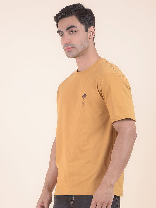 T-Shirt for Men | Breathable & Soft with Color Fastness Regular Fit Round Neck Poly Cotton Fabric Floral Print Pattern