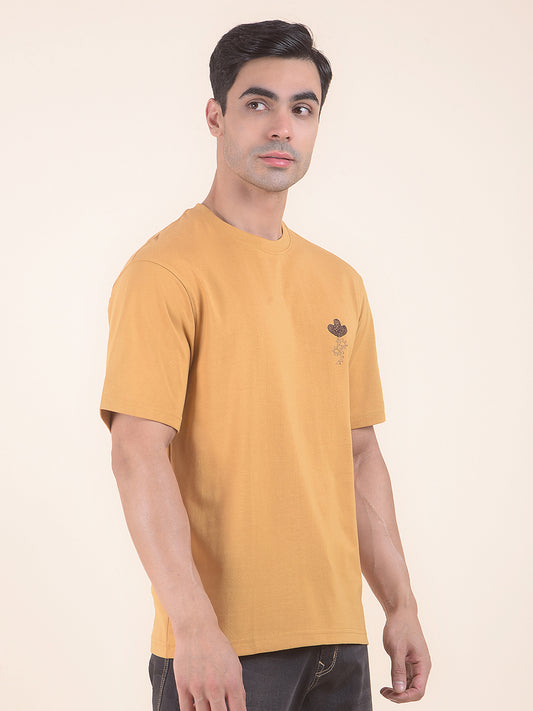 T-Shirt for Men | Breathable & Soft with Color Fastness Regular Fit Round Neck Poly Cotton Fabric Floral Print Pattern