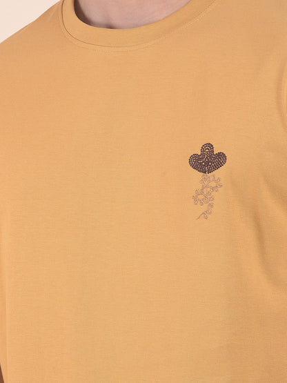 T-Shirt for Men | Breathable & Soft with Color Fastness Regular Fit Round Neck Poly Cotton Fabric Floral Print Pattern