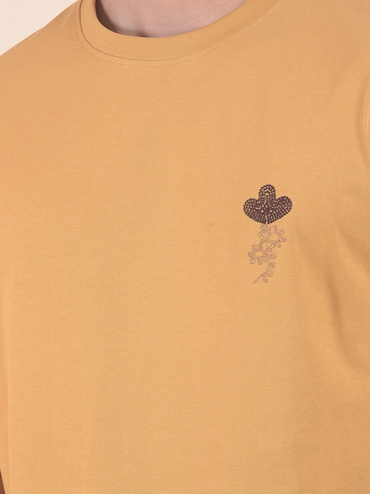 T-Shirt for Men | Breathable & Soft with Color Fastness Regular Fit Round Neck Poly Cotton Fabric Floral Print Pattern