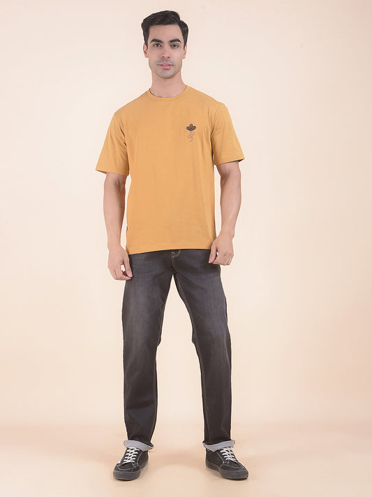 T-Shirt for Men | Breathable & Soft with Color Fastness Regular Fit Round Neck Poly Cotton Fabric Floral Print Pattern