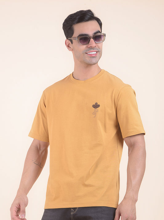 T-Shirt for Men | Breathable & Soft with Color Fastness Regular Fit Round Neck Poly Cotton Fabric Floral Print Pattern