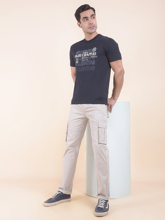 T-Shirt for Men | Breathable & Soft with Color Fastness Regular Fit Round Neck Cotton Blend Fabric Printed Pattern