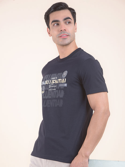 T-Shirt for Men | Breathable & Soft with Color Fastness Regular Fit Round Neck Cotton Blend Fabric Printed Pattern