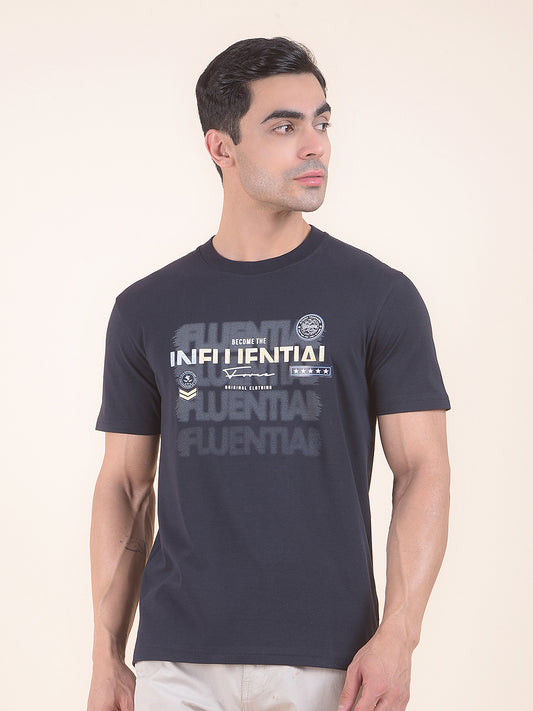 T-Shirt for Men | Breathable & Soft with Color Fastness Regular Fit Round Neck Cotton Blend Fabric Printed Pattern