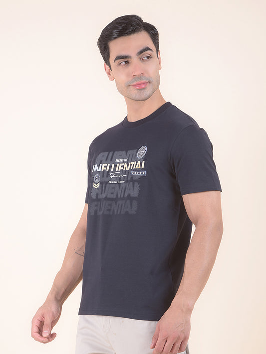 T-Shirt for Men | Breathable & Soft with Color Fastness Regular Fit Round Neck Cotton Blend Fabric Printed Pattern
