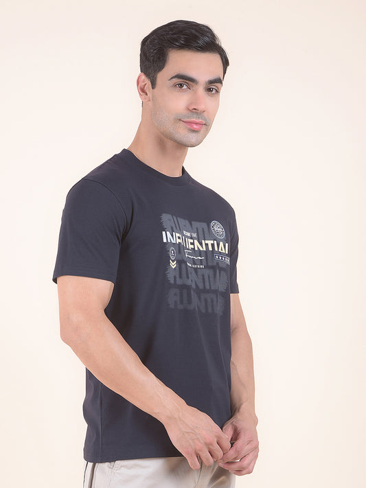 T-Shirt for Men | Breathable & Soft with Color Fastness Regular Fit Round Neck Cotton Blend Fabric Printed Pattern