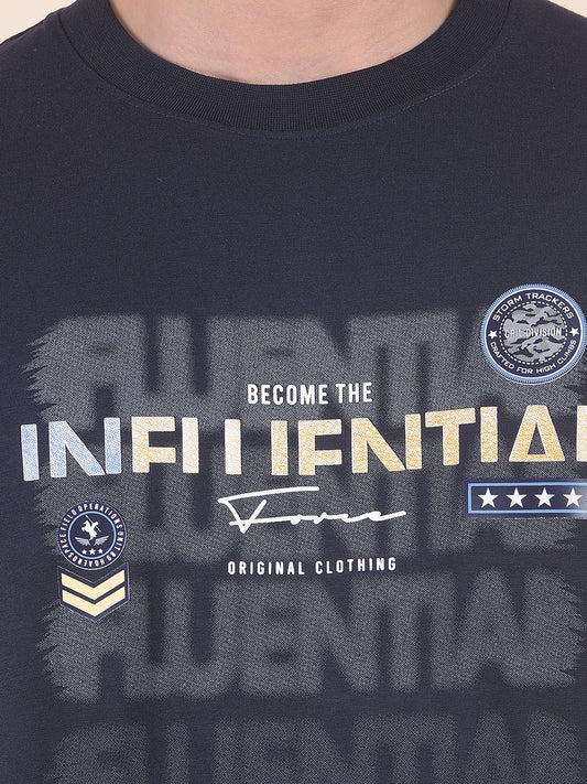T-Shirt for Men | Breathable & Soft with Color Fastness Regular Fit Round Neck Cotton Blend Fabric Printed Pattern
