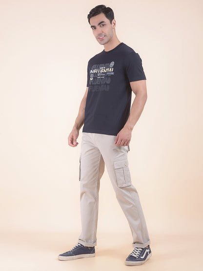 T-Shirt for Men | Breathable & Soft with Color Fastness Regular Fit Round Neck Cotton Blend Fabric Printed Pattern
