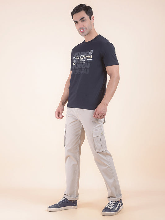 T-Shirt for Men | Breathable & Soft with Color Fastness Regular Fit Round Neck Cotton Blend Fabric Printed Pattern