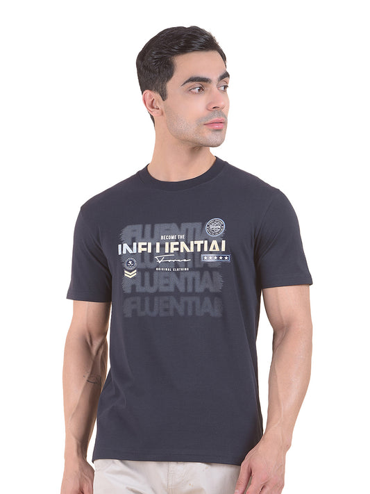 T-Shirt for Men | Breathable & Soft with Color Fastness Regular Fit Round Neck Cotton Blend Fabric Printed Pattern