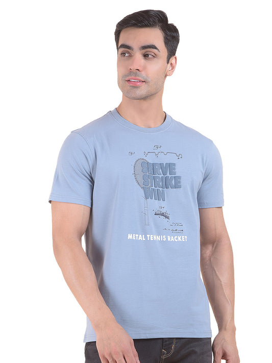T-Shirt for Men | Breathable & Soft with Color Fastness Regular Fit Round Neck Cotton Blend Fabric Printed Pattern