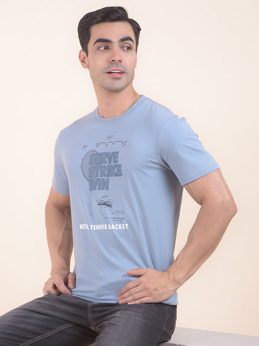 T-Shirt for Men | Breathable & Soft with Color Fastness Regular Fit Round Neck Cotton Blend Fabric Printed Pattern