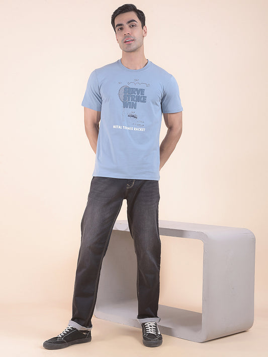 T-Shirt for Men | Breathable & Soft with Color Fastness Regular Fit Round Neck Cotton Blend Fabric Printed Pattern