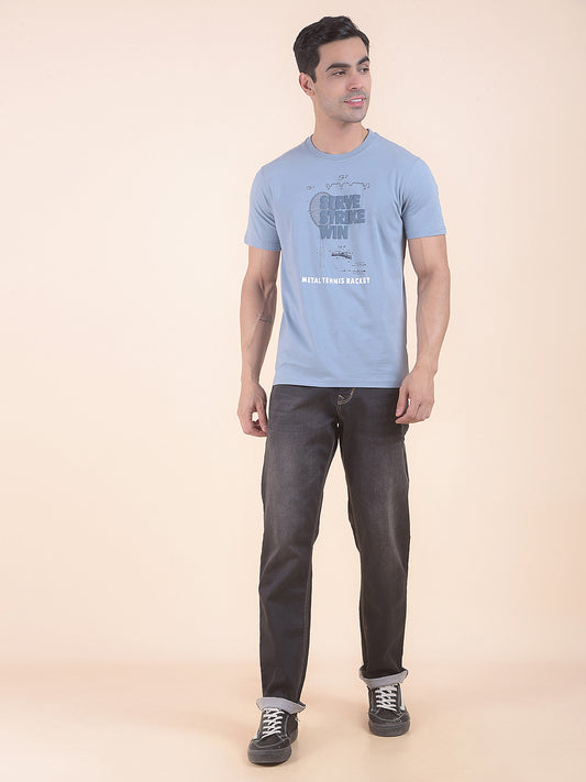 T-Shirt for Men | Breathable & Soft with Color Fastness Regular Fit Round Neck Cotton Blend Fabric Printed Pattern