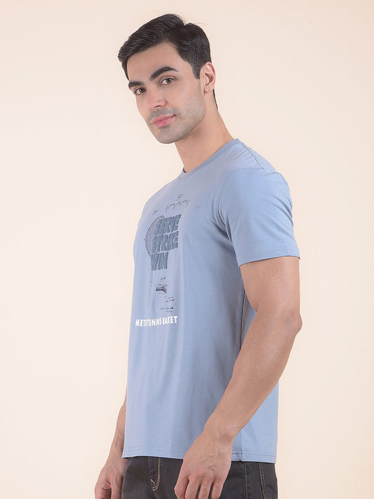 T-Shirt for Men | Breathable & Soft with Color Fastness Regular Fit Round Neck Cotton Blend Fabric Printed Pattern