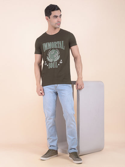 T-Shirt for Men | Breathable & Soft with Color Fastness Regular Fit Round Neck Poly Cotton Fabric Printed Pattern