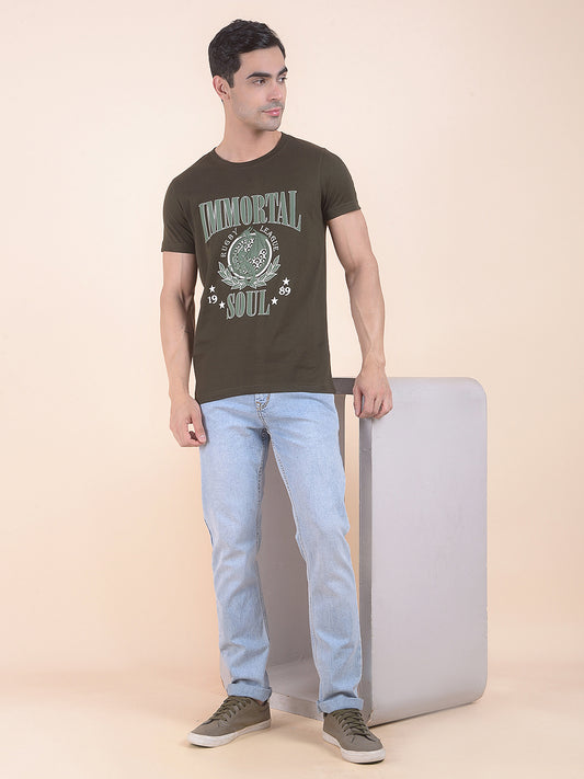 T-Shirt for Men | Breathable & Soft with Color Fastness Regular Fit Round Neck Poly Cotton Fabric Printed Pattern